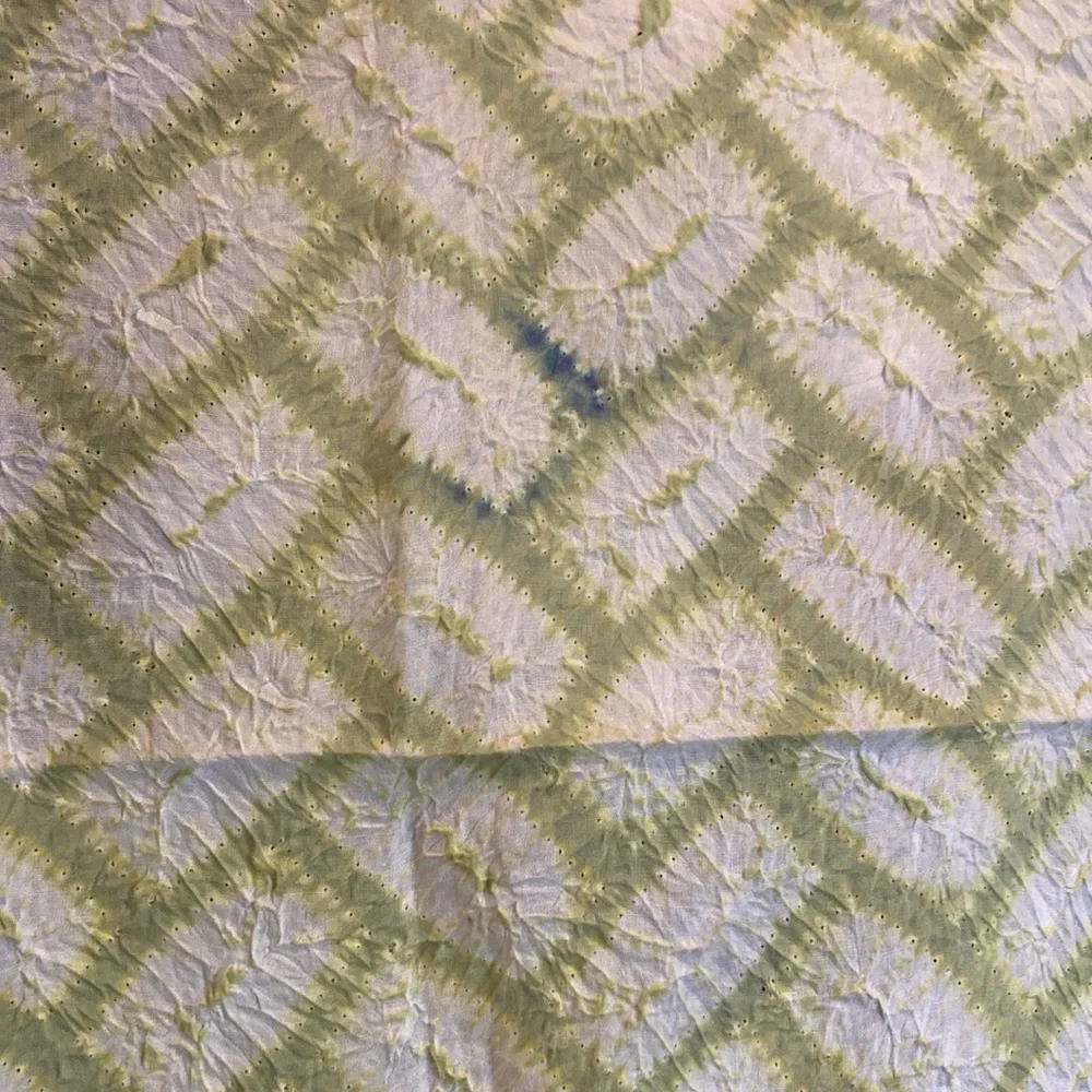Embroidered Sheer Scarf apple green Japanese 21 x 21 cotton tie dye. Box A‎